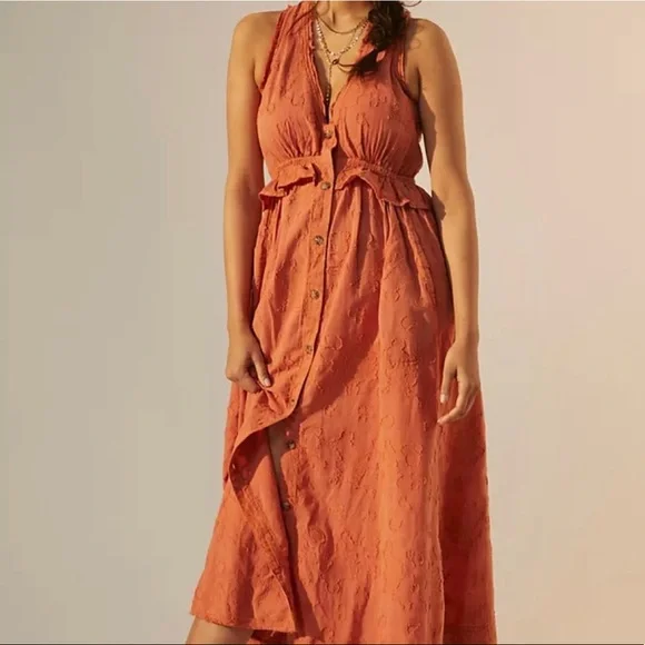pilcro aline sleeveless denim maxi dress Pilcro Sleeveless Zip-Front Denim Midi Dress